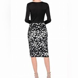 Marc Cain black & white stretch skirt - houndstooth trim - nwt - sizeN5 / US 12